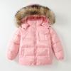 Winter New Style down Jacket for Boys and Girls, Korean Version, with Fox Fur Collar, Thickened, Mid-Length Children's Coat