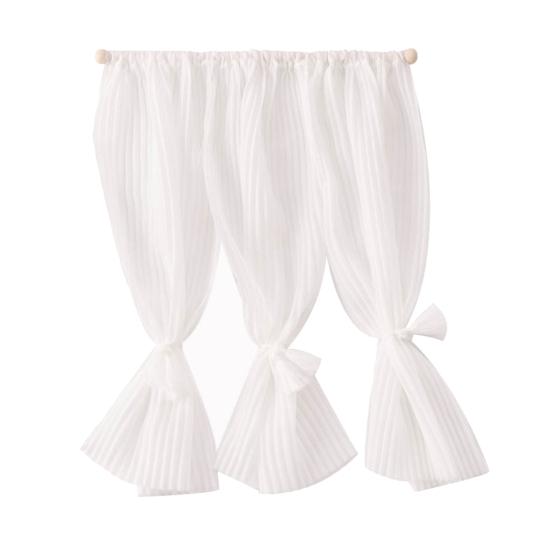 Miniature Curtains Doll Mansion White Window Shades 1:12 Scale Miniature Pleated Curtains with Rod for Dolls Bedroom Accessories