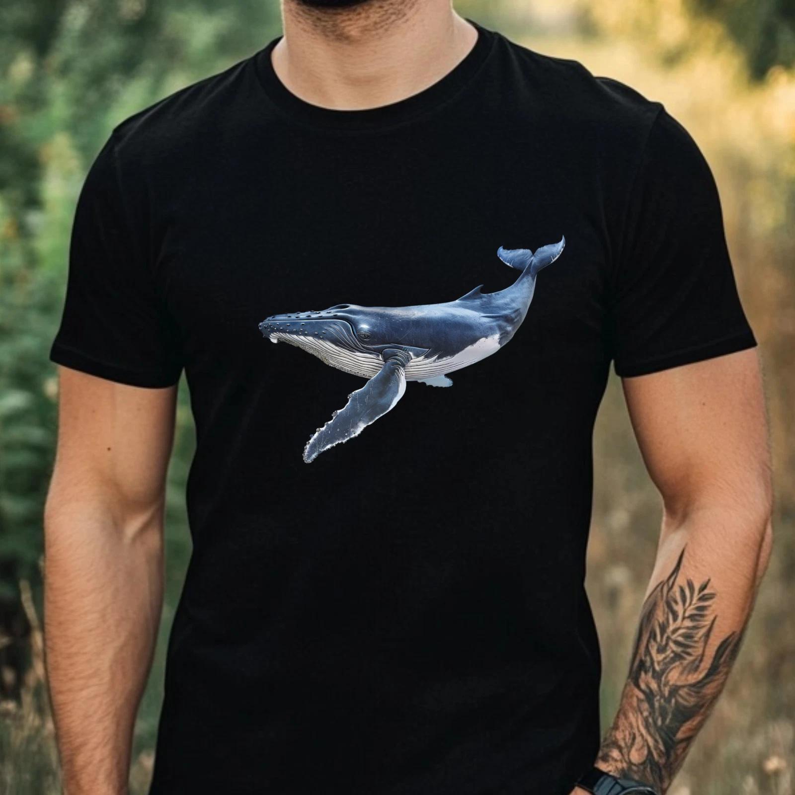 T-Shirt Herren Aquarell Buckelwal Motiv Baumwolle Größe XS bis 5XL XXL
