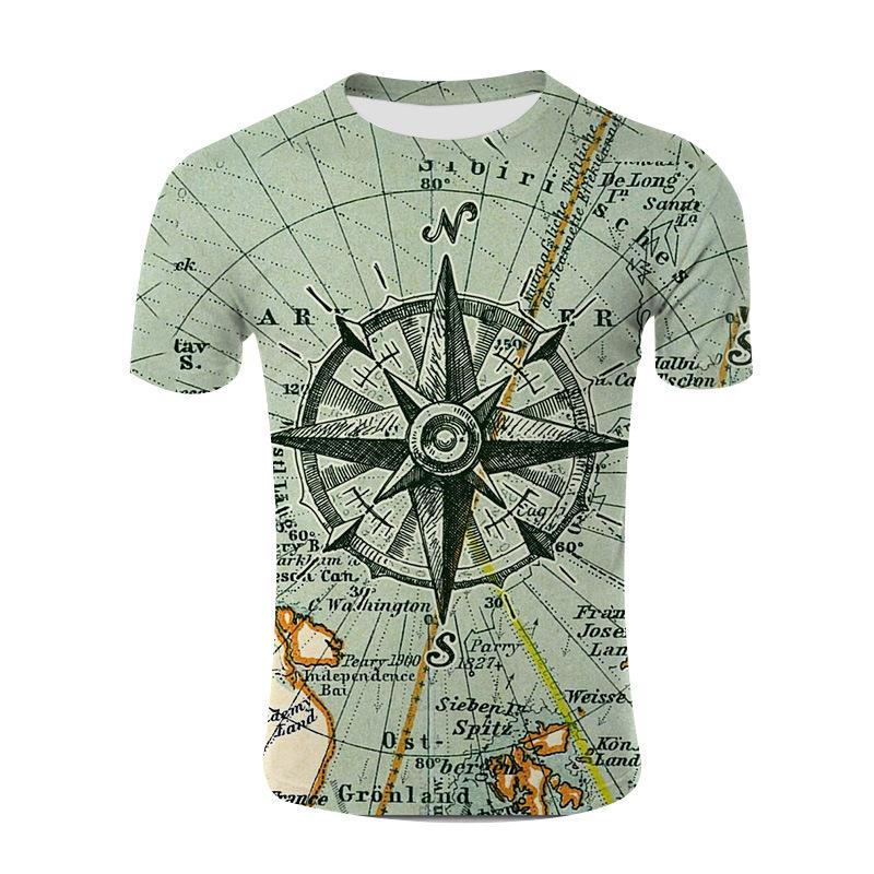 

Летняя мужская футболка с 3D-принтом, Парусный компас, Повседневная спортивная футболка с коротким рукавом 6XL