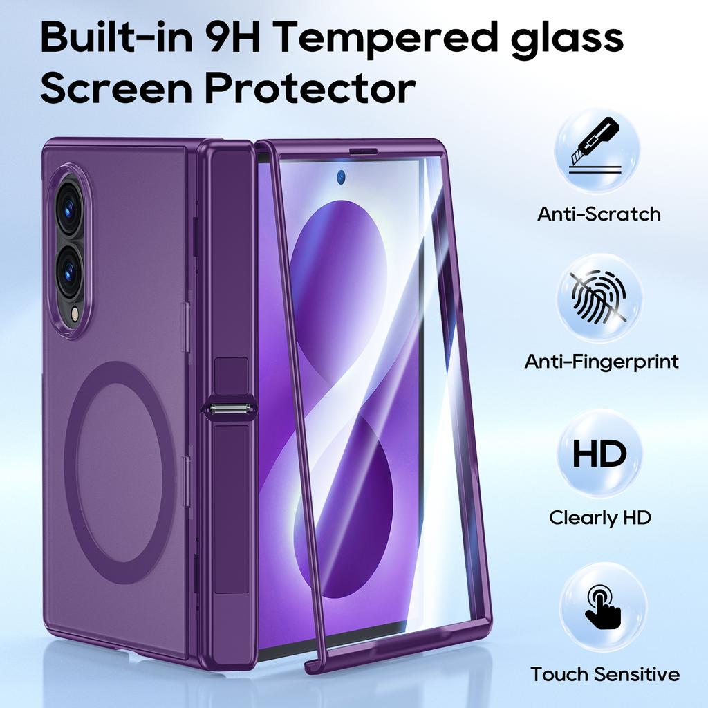 Samsung Galaxy Z Fold 8 Scharnierschutzhülle mit Magnetring und integriertem Displayschutz - Lila