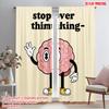 2pcs 2D Flat Printing Curtain Stop Overthinking Brain 100% Polyester Fabric Without Electricity All Season Party & Holiday Decor