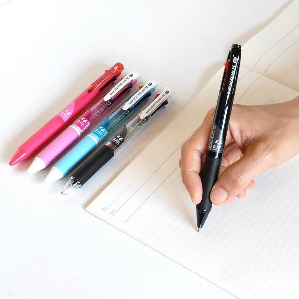 Mitsubishi Pencil Jetstream Kugelschreiber Leicht zu schreiben 4-Farben-Stift, 0,7 mm, Transparent, Mit, SXE4500071P.T