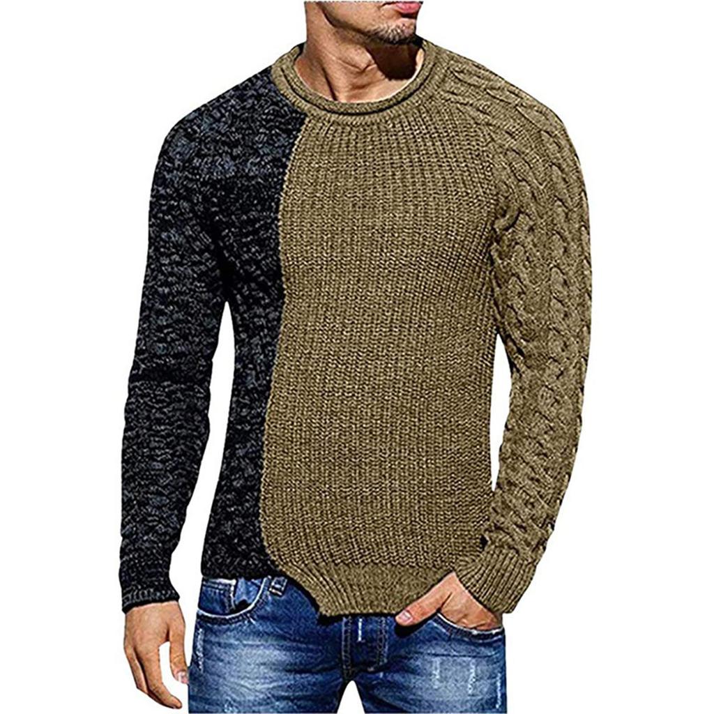 Men's  Texture  Twisted Flower  Process  Round Neck  Thickened  Pullover  Knitted Sweater  Sweater