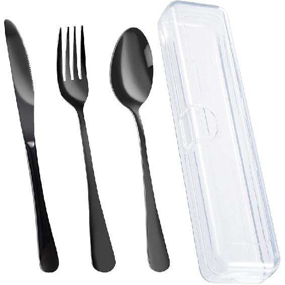 Travel Utensils With Case, Stainless Steel Reusable Portable Utensils Set With Case, Lengnoyp Travel Silverware Set