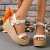 Fashion Plus Size Fashion Chunky Platform Sandals Women Thick Sole Wedge Sandals Woman Summer 2025 Ankle Strap High Heel Sandalias Mujer