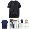 Premium Quality Men Brief T-shirt Summer V-neck Cotton Linen Blouse Top Tee Shirt Plus Size