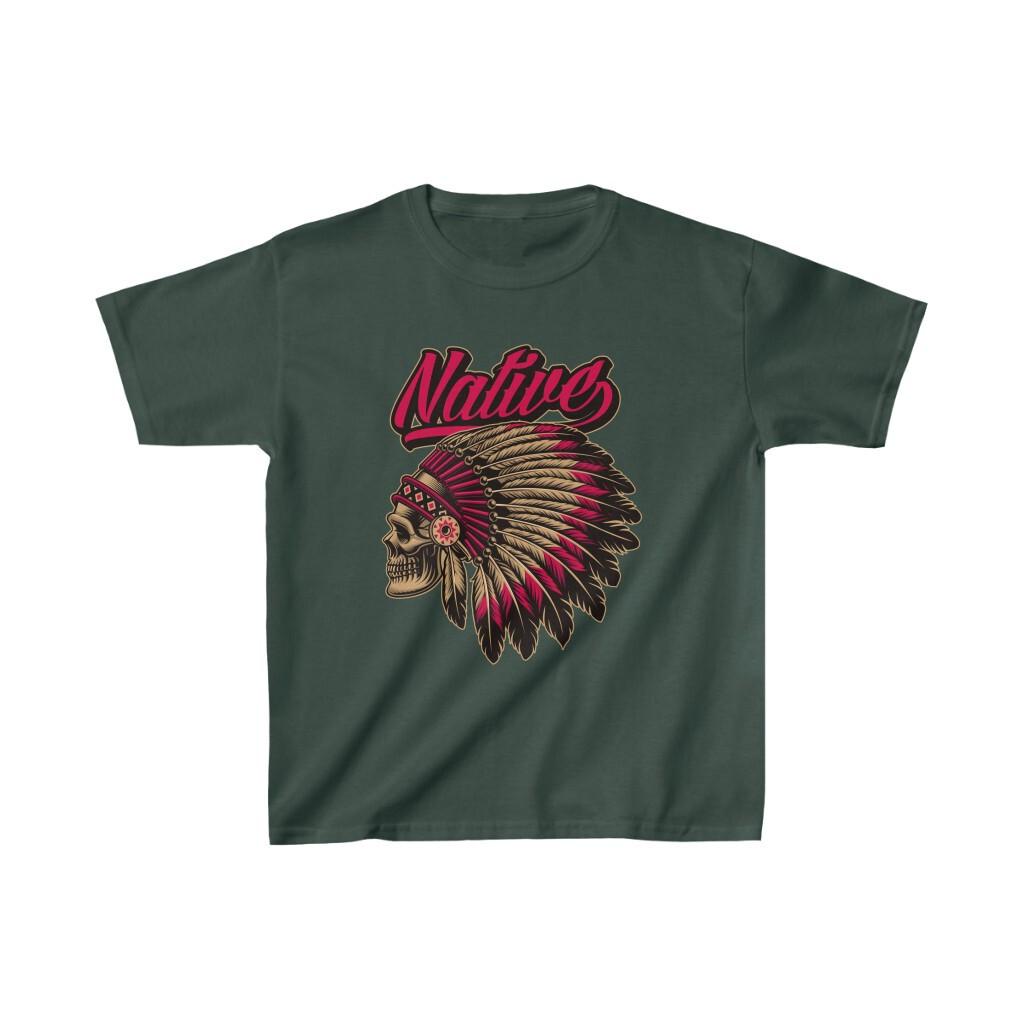 Native American Skull Indian Headdress Feathers Kids Heavy Cotton? Tee S разноцветный