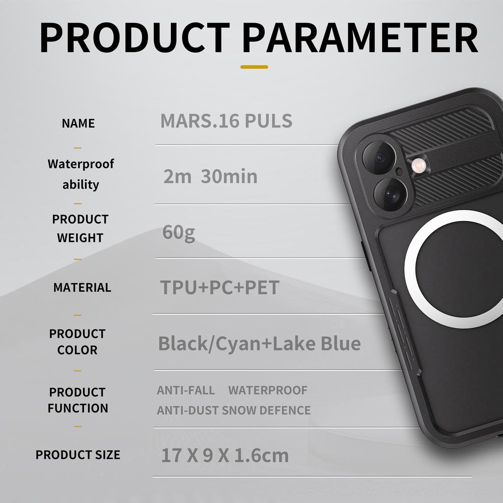 REDPEPPER Etui do iPhone 16 Plus Kompatybilne z MagSafe Wodoodporne IP68 Przezroczyste Etui na Telefon