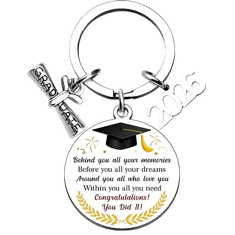 2026 Graduation Gifts School Graduation Keychain Stainless Steel Keyrings Personalized Accessories Fashion Pendant
