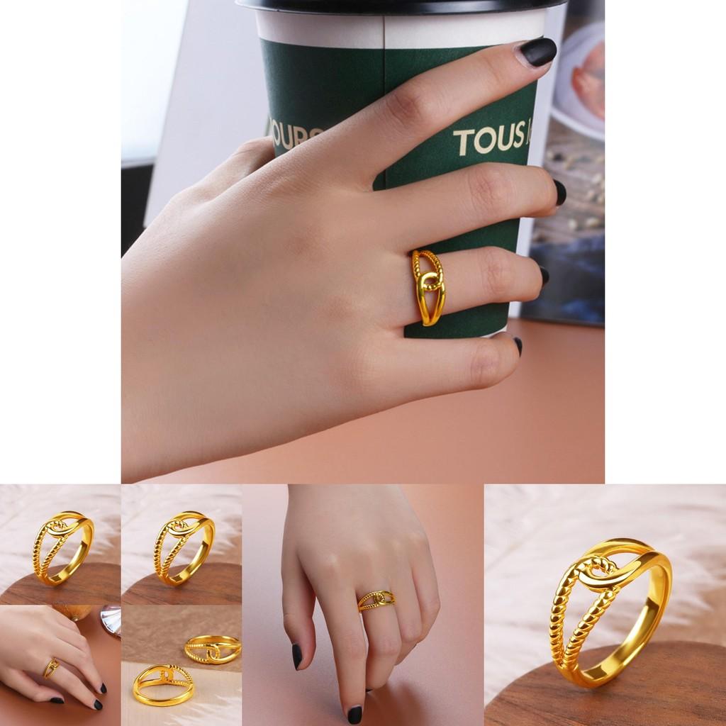 Elegant Adjustable Twist Ring For Couples Crafted From Gold Plated Brass Perfect Gift