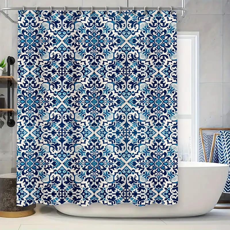 

Modern Stripe Blue Shower Curtain Bath Decor For Home, Lightweight Fabric Waterproof Rod Pocket Design (Set) W60H190(CM)-1 Pcs