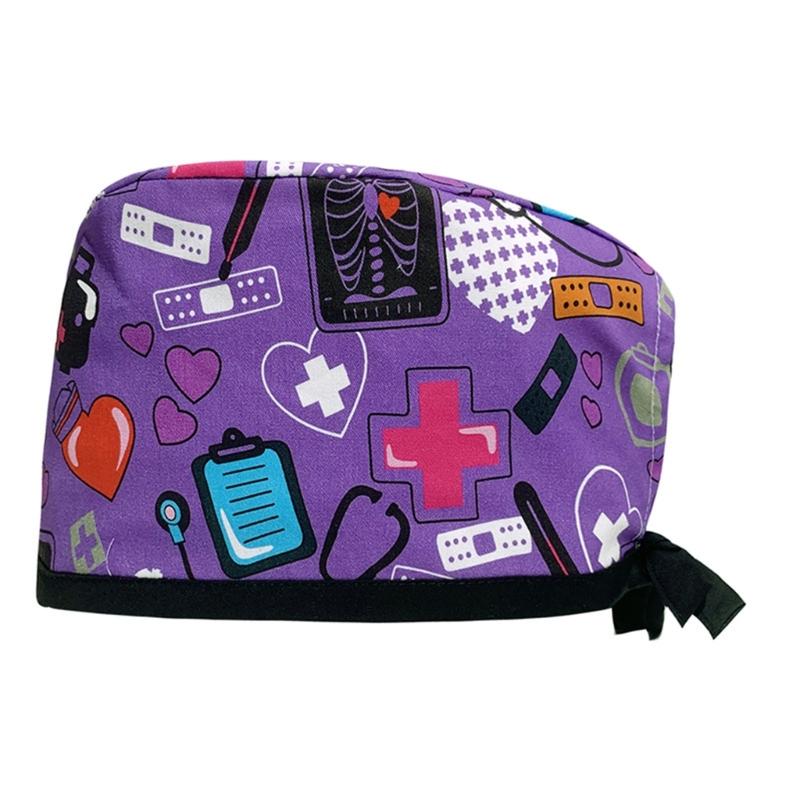 Turban Scrub Caps for Beauty Salon Comfortable Doctor Nurse Surgeon Hat for Hospital Staff Printed Working Hat for Bakery