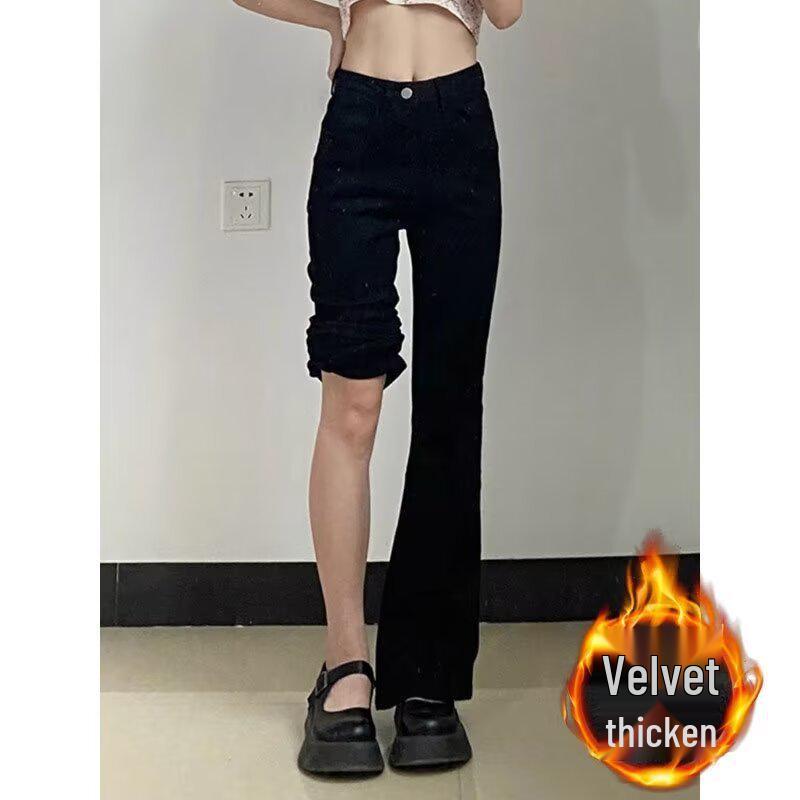 

Женские джинсы клеш микроклеш с высокой талией, для фигуры типа «груша», 2024, летние, больших размеров, стройнящие M