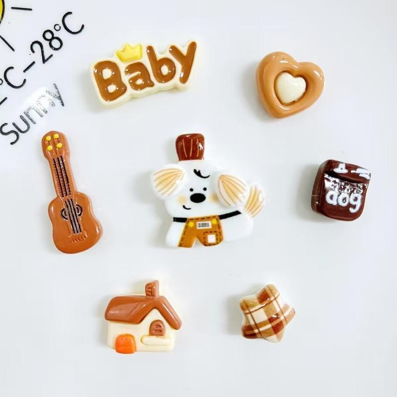 Cute Brown Series Shoe Charms Cartoon Dog Guitar Baby Letter Decorations for Croc Clogs