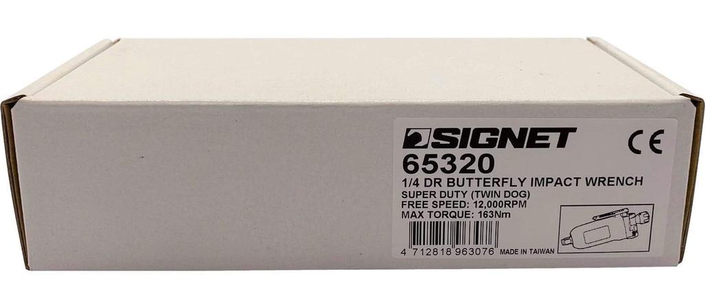 SIGNET Steckerleuchte leicht kleine Größe 139mm maximales Drehmoment 163Nm Schmetterlingstyp Druckluft-Schlagschrauber silber 1/4 0,5kg 65320,