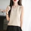 Hot Season Round Neck Pure Cotton Fashionable Jacquard Hollow Sleeveless T-shirt for For Women Versatile Thin Vest Top Knit Sweater Base