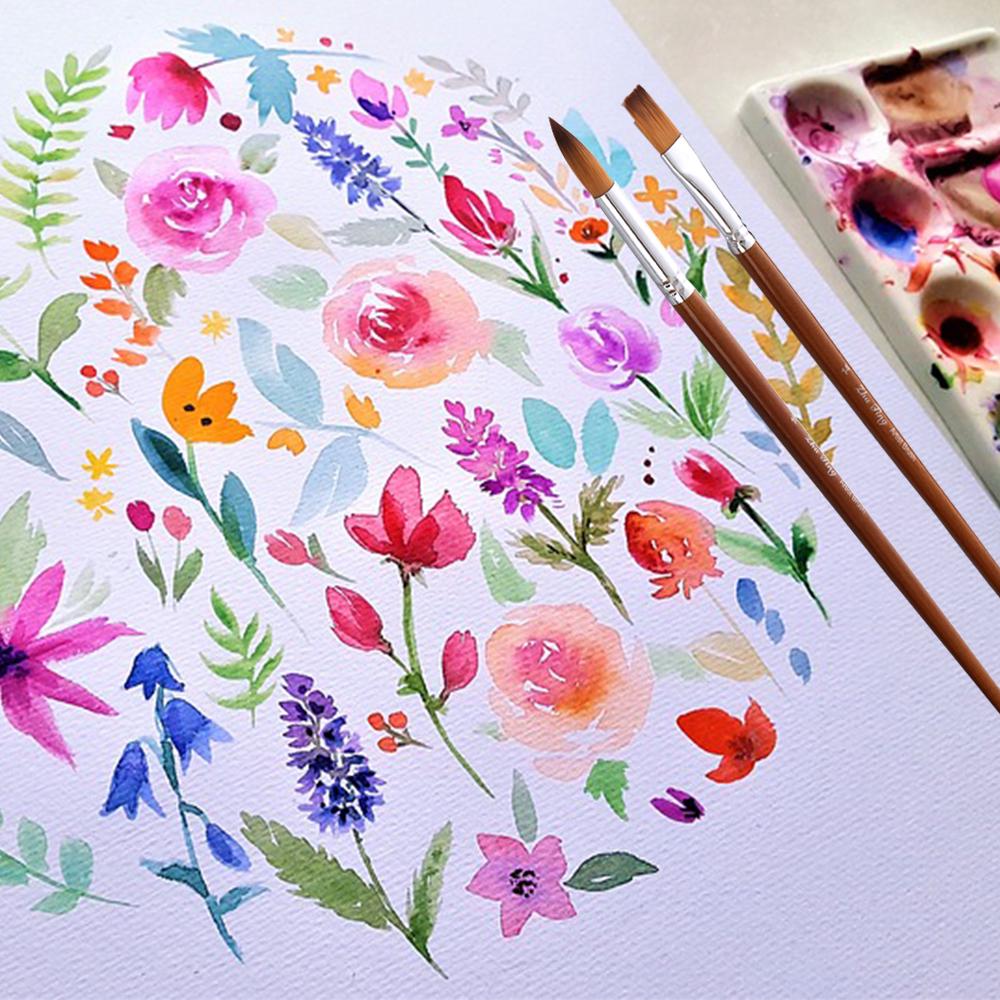 9pcs Professional Paint Brushes Set Multipurpose Paintbrush Nylon Hair Wooden Handle for Acrylic