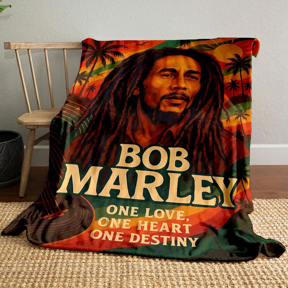 Tramonto colorato a tema reggae con palme e dreadlocks fluenti. coperta per tutte le stagioni coperta per pausa pranzo regalo