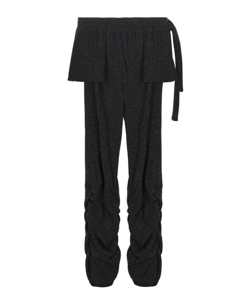 Nigaennikol Shirring Layered Skirt Pants_Charcoal