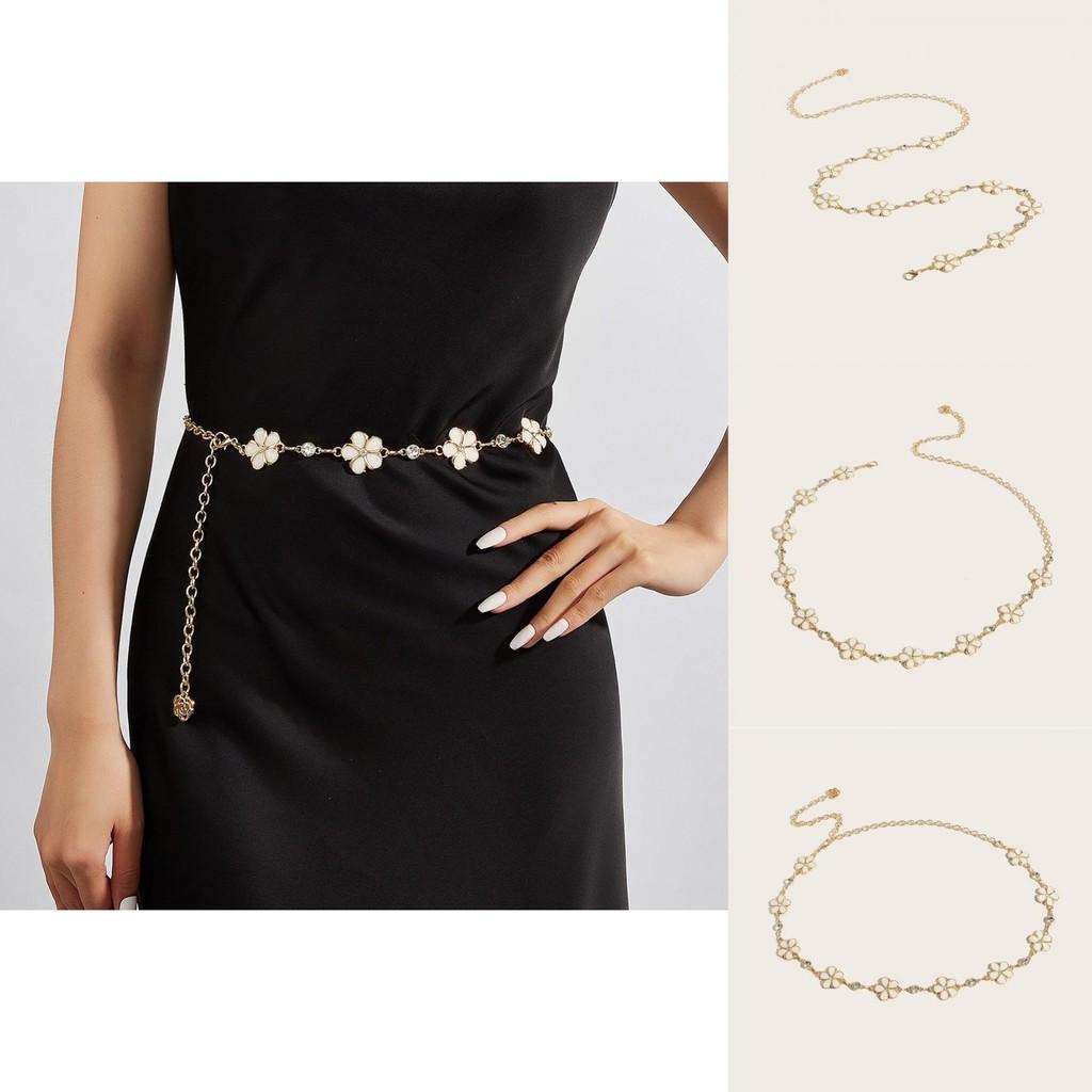 Womens Metal Floral Waist Chain With Hook Fastening For Fashionable Attire