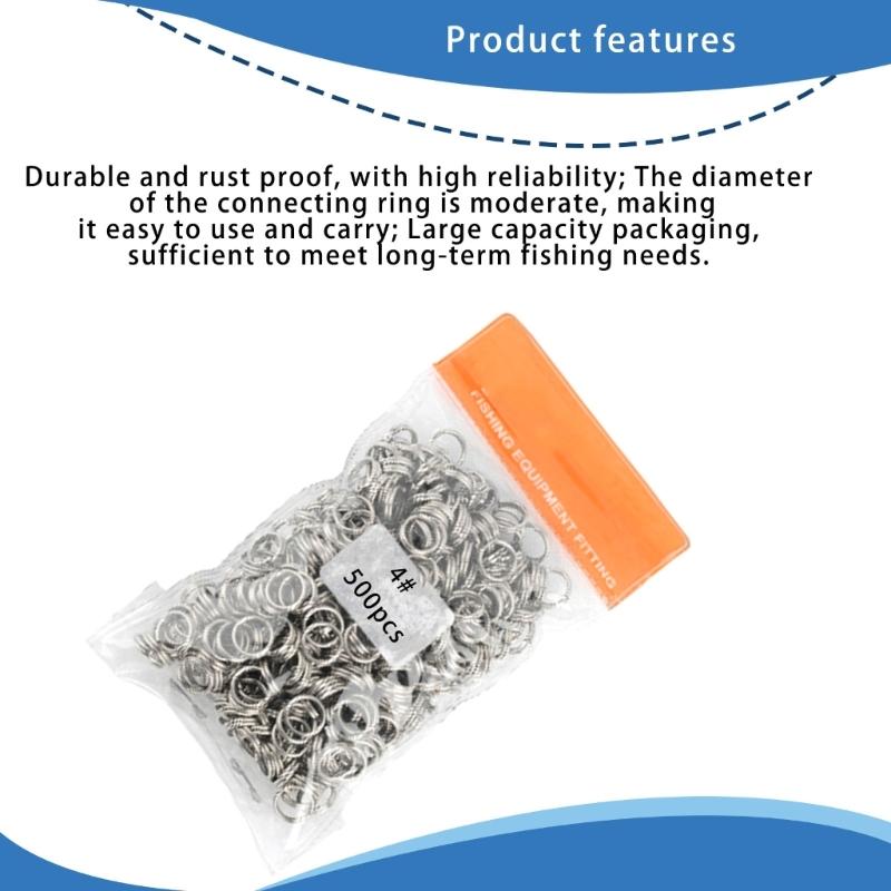 500Pcs Heavy Duty Fishing Split Rings Corrosions Resistant Lures Rings Fishing Lures Connector Fishing Accessories
