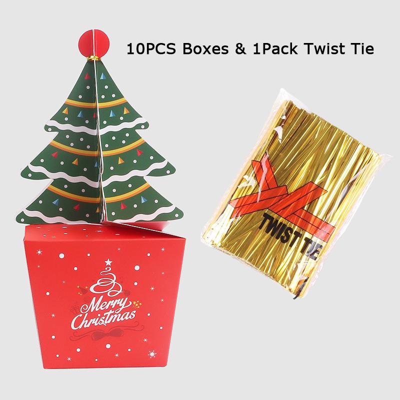 WTEMPO Xmas Christmas Tree Gift Boxes Festive Mini Presents Packaging Boxes DIY Foldable Empty Paper Boxes Perfect for Party Celebrations Decorations