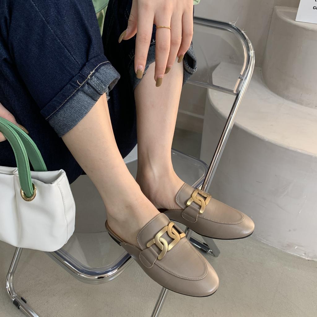 Flat-bottomed Bag Head Half Slippers 2025 New Spring and Summer Outer Wear Cool Slippers Soft-soled Half-tray Shoes Lazy Muller Shoes