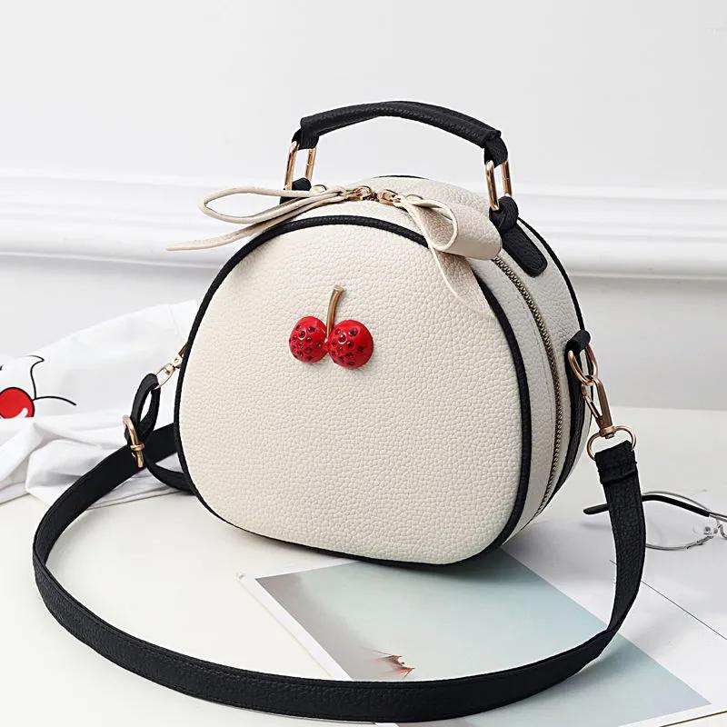 Litchi Pattern Contrast Cherry Small Purse and Handbags New Womens Sling-shoulder Crossbody Mobile Phone Bag CLE