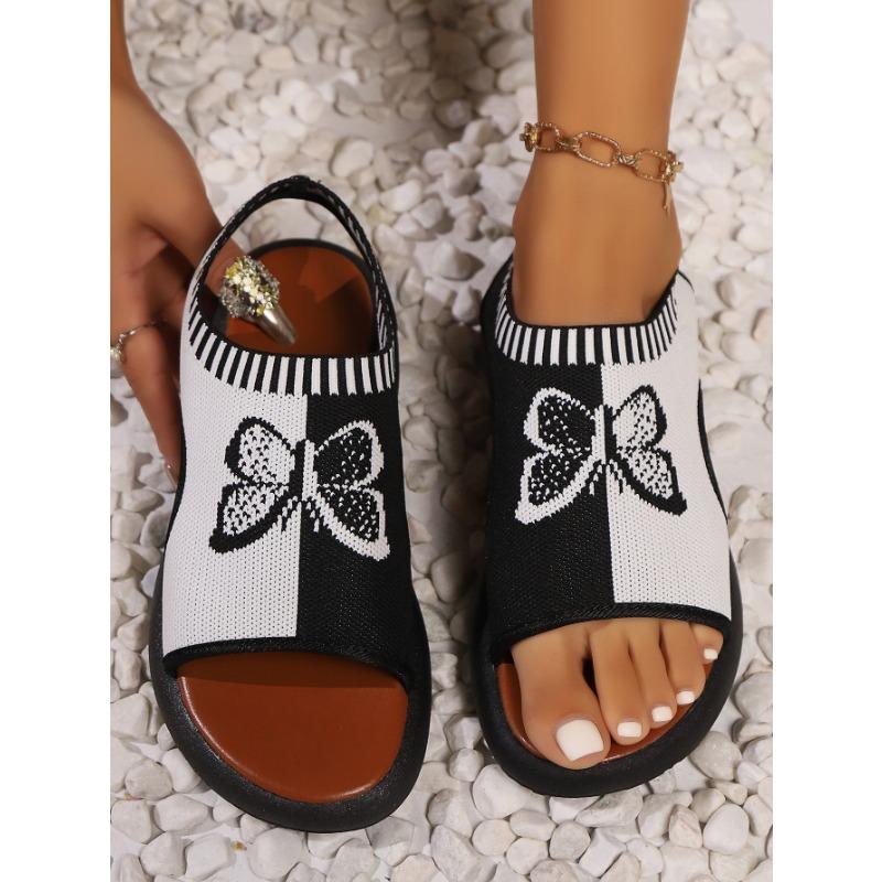Women's Summer Color Matching Round Head Flying Woven Muffin Sole Fashion Roman Style Set Women's Oversized Sandals