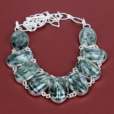 Collana di Seraphinite collana con gemma collana con catena regolabile in argento sterling 925 gioielli in seraphinite collana fatta a mano regali per amico