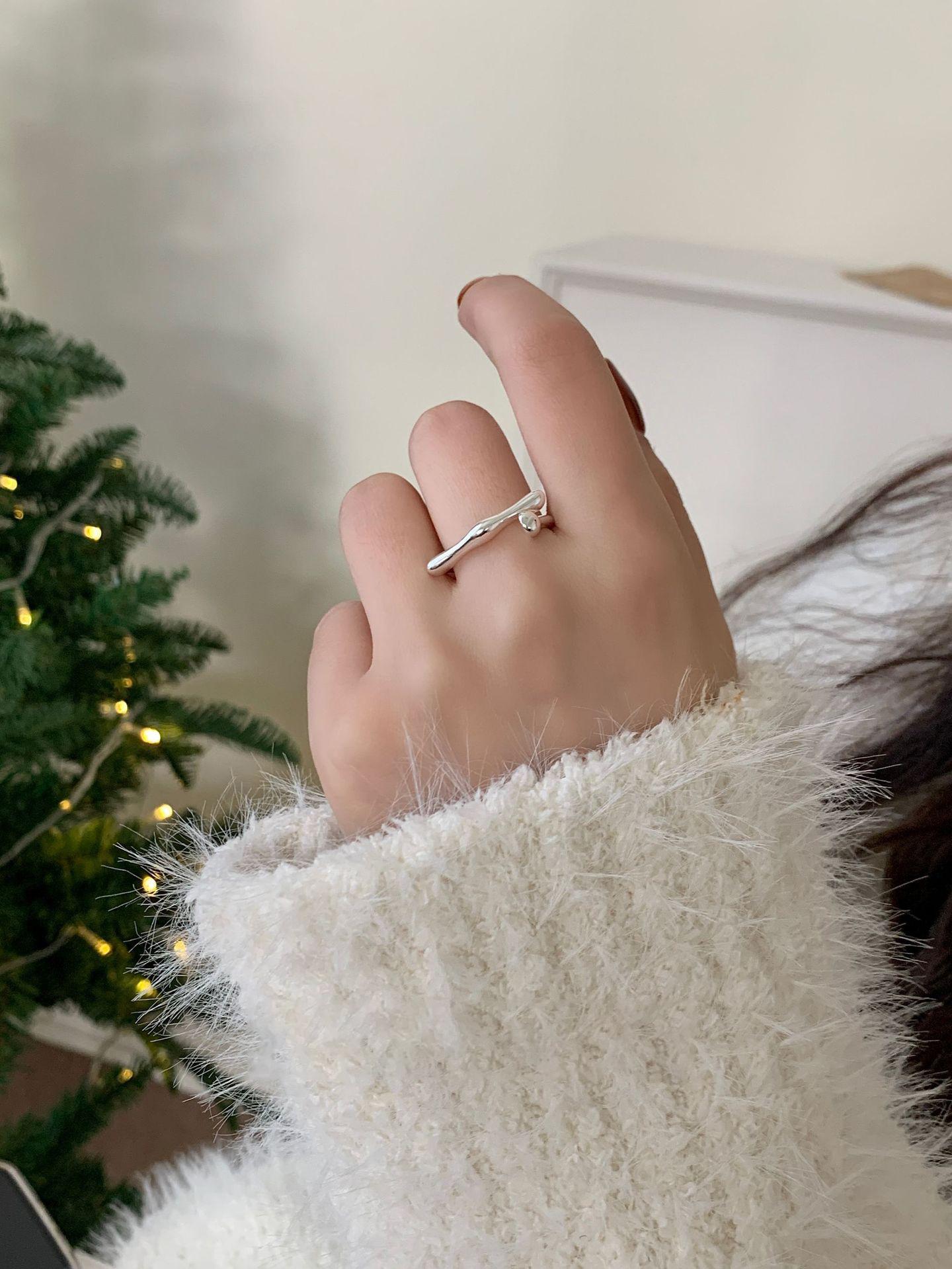 

Sterling Elegant 925 Silver Adjustable Open Ring For Women With Unique Design Geometric J5246