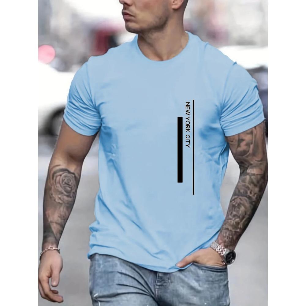 Men's Summer Loose Size 100% Cotton Print Casual Fit Round Neck Short Sleeve T-shirt Top