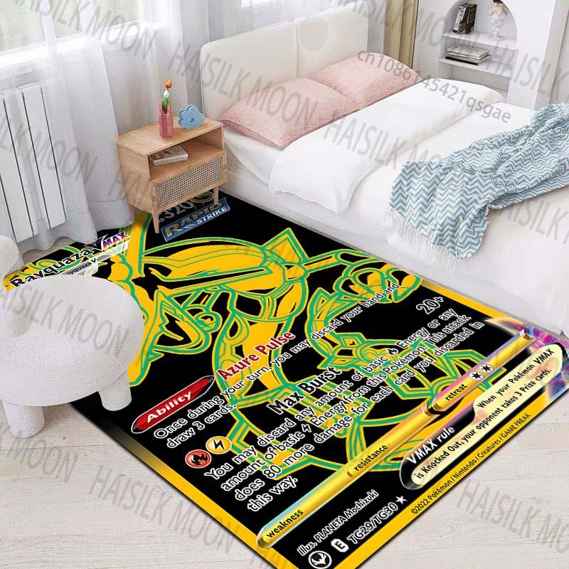 Įvairių stilių Pokémon Rayquaza kortų spausdintas kilimas svetainei, miegamajam, vaikų kambariui, namų dekoravimui, zoninis kilimėlis, sofos apklotas, prieškambario kilimėlis