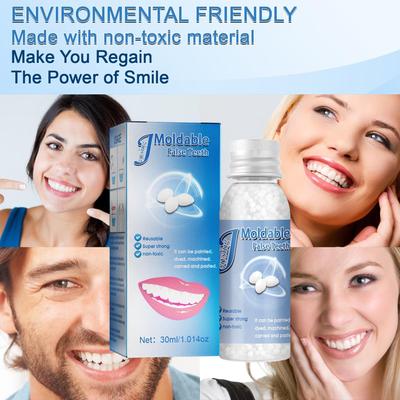 Jaysuing 30 ml Dientes postizos moldeables Partículas blancas Reutilizables No tóxicos Relleno temporal Recupera la sonrisa
