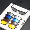 6 In 1 Polarized Sunglasses Men Women Magnetic Clip On Glasses TR90 Optical Prescription Eyeglass Frames Magnet Clips