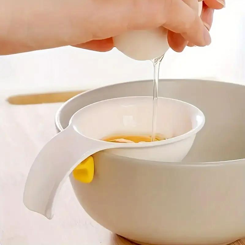 Easy-Clean Egg Yolk Separator with Silicone Grip - Durable White Plastic, Perfect for Cooking & Baking