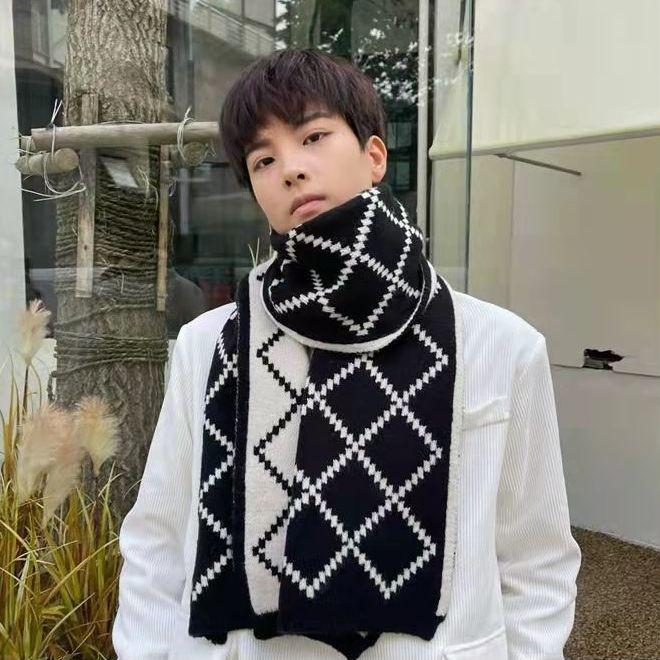 Men's Autumn Winter Knitted Wool Thickened Warm Neck Warmer Women's Couple Korean Style Versatile Japanese-Style