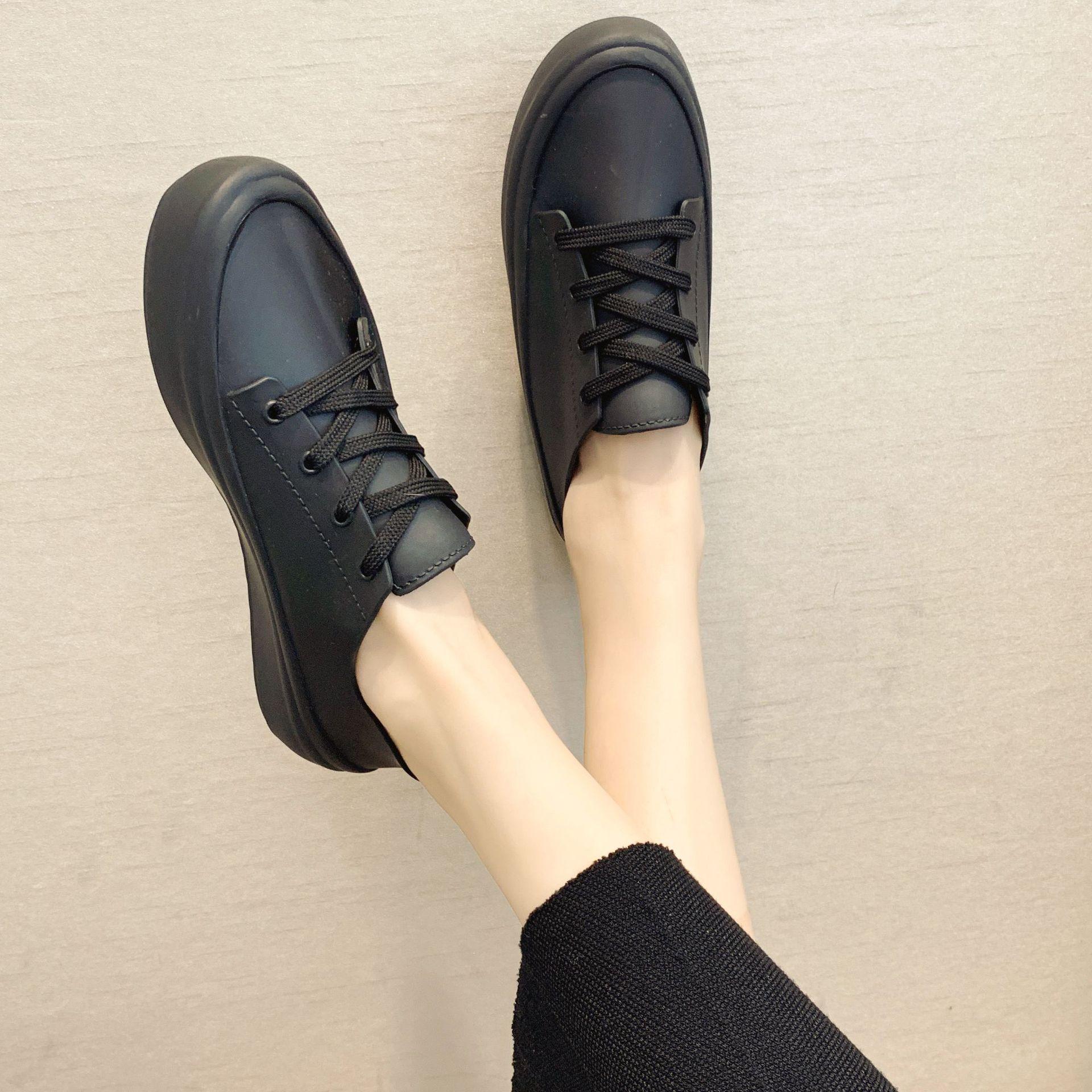 

2025 new student little white shoes women s low-top literary board shoes heightening shoes Korean version round head casual sports lace-up shoes 40 рожевий