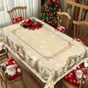 1 Stück Tischdecke mit Merry Christmas-Themendruck, Vintage Country Farmhouse-Stil, Weihnachtsmann, Rentier, Weihnachtsbaum-Musterdesign, Geeignet