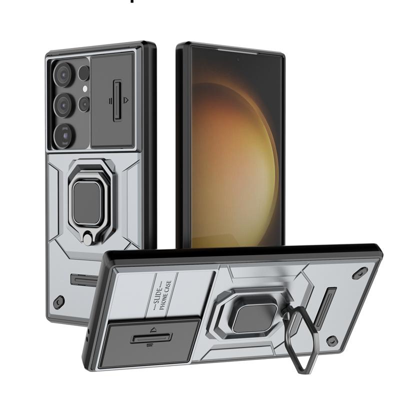 Posuvný kryt fotoaparátu Armor pro Samsung Galaxy S25 Ultra S24 FE S23 Plus A54 A55 M56 A26 A36 A56 5G Kryt s magnetickým kroužkem pro ochranu objektivu