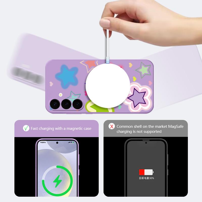 Buntes Sternenmuster Hülle für Samsung Galaxy S25 Ultra S24 S23 S22 Plus S21 S25 FE Magnetisch Für Magsafe Weiche Silikonhülle