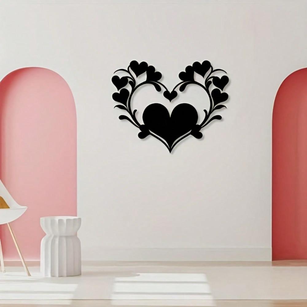 Romantic Floral Heart Metal Wall Art, Perfect for Bedroom Decor, Wedding Anniversary Housewarming Gift, Timeless Love Theme