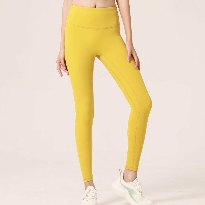 2024 Women's High-Waist Nude Yoga Pants - Peach Hip Tights for Sports & Fitness