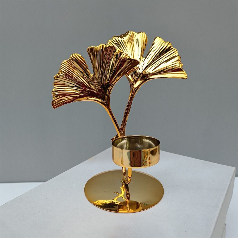 Exquisite Nordic Candle Holder Light Luxury Metal Candlestick Ginkgo Candle Holder  Living Room
