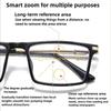 Retro Pochromic Multifocal Reading Glasses for Men Women Ultralight HD Progressive Presbyopia Unisex Square Anti-UV Glasses