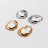 Chic Double-Line Cross Circular Earrings - Women's Fashion Metal Hoops