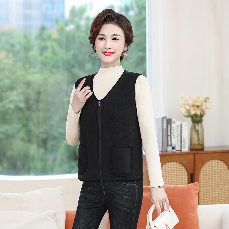 Neue Herbst- und Winter-Fleeceweste warme Jacke für Frauen mittleren und höheren Alters mit Fleece große Größe Weste