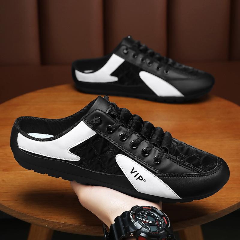 

Summer men s new breathable cloth shoes trendy versatile casual lazy one pedal half drag 44
