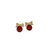 Elegant Retro Hong Kong Red Pearl Stud Earrings for Women - Light Luxury and Fashionable Ear Jewelry